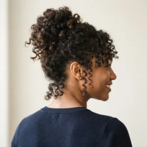 Curly Bun With Flipped Ends