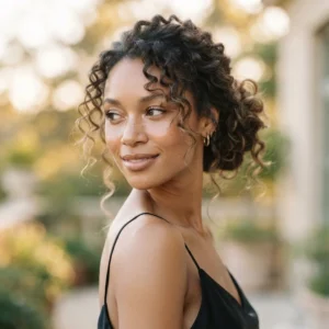 Curly Bun With Loose Tendrils