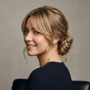 Messy Low Bun With Side Bangs