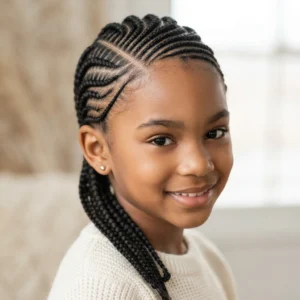 Side-Parted Cornrows